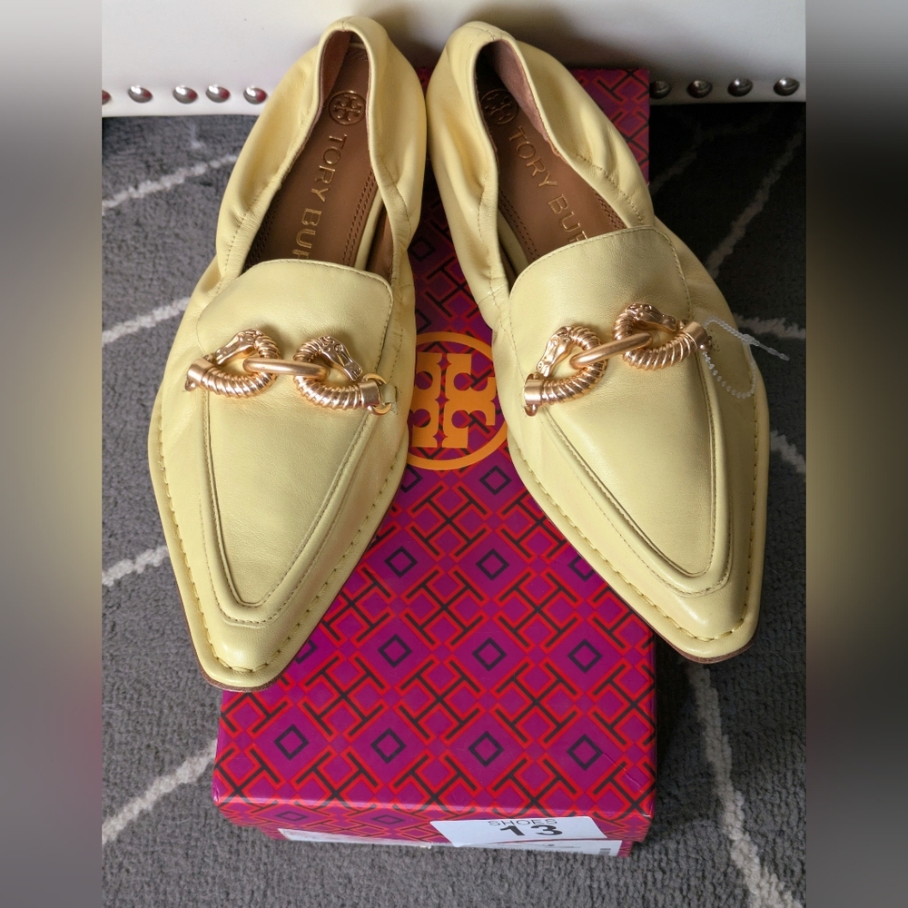 New Tory Burch In Box Jessa Pointed Leather Loafer Size 8